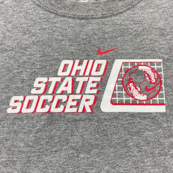 Nike Ohio State Soccer Shirt Men Small S Gray Regular Fit Spell Out Swoosh Tee - Picture 2 of 9